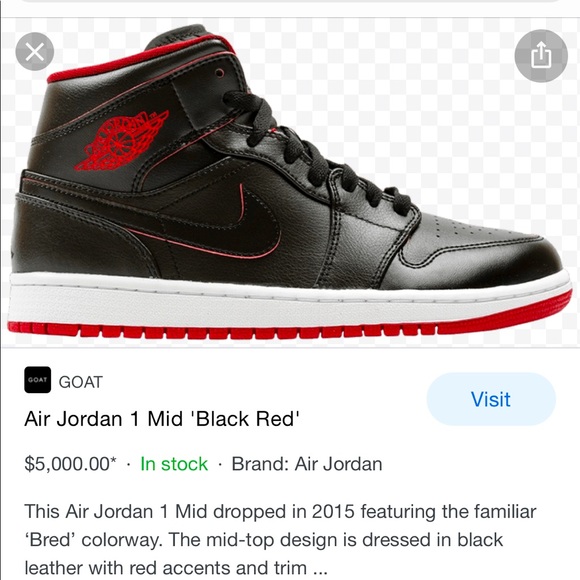Air Jordan 1 Mid Black Red ‘Bred’ Sneakers 👟 - Picture 10 of 10